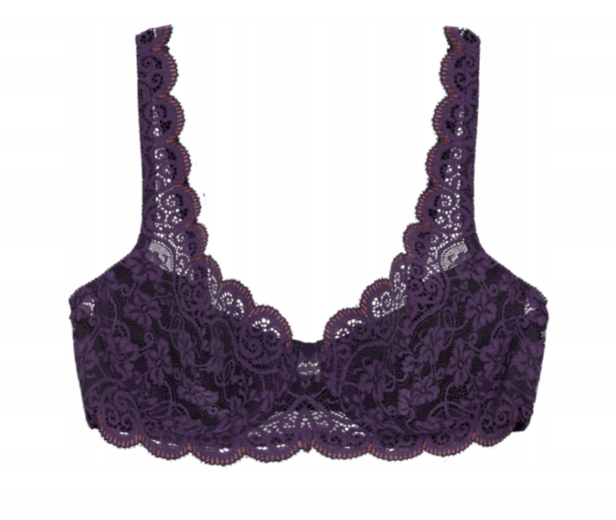 Triumph Amourette 300 WHP Half Cup Lace Padded Bra UK 34DD Purple Stretch BNWT