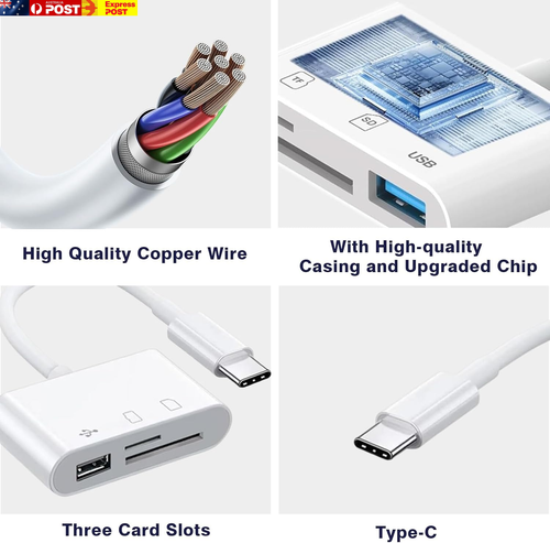 3-In-1 OTG USB SD Card Reader & Adapter, USB C to Sd/Tf/Micro USB Card Reader fo - Picture 3 of 5