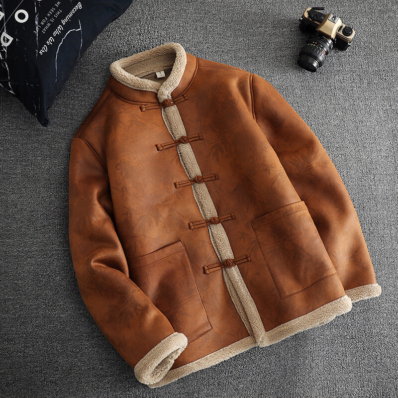 Retro Chinese Style Winter Mens Cotton Tang Suit Jacket with Warm Lining