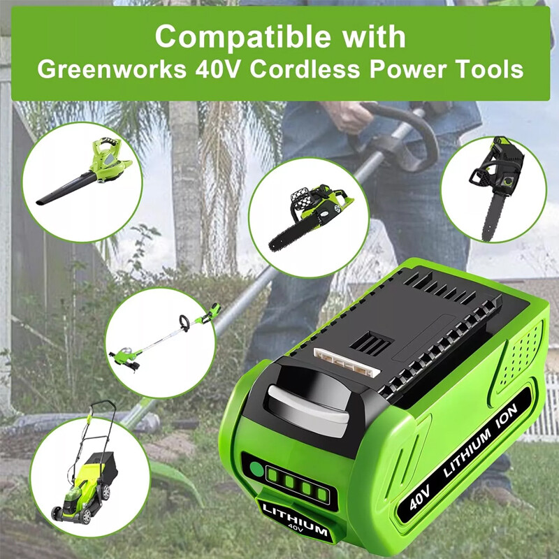 Batteria 40V 6000mAh Per Greenworks – Sostitutiva G-MAX Per Modelli 29462, 29472, 29252, 25312 E Altri