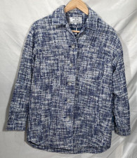 Helene For Denim Wardrobe Leia Textured Shacket Navy Blue Size Uk 10