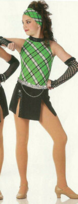 Adult Large GREEN Jazz Tap Dance Costume Highland Fling Plaid