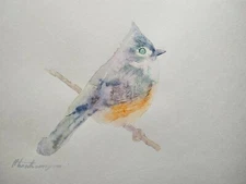 Titmouse, Birds, Watercolor artwork, Handmade, Original painting on paper