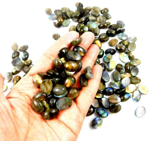 Lote al por mayor de piedras preciosas sueltas 100 % natural labradorita ovalada 14x10 mm cabina - Imagen 6 de 12
