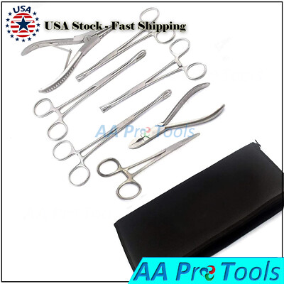 DDP BODY PIERCING JOYERÍA 9 HERRAIENTAS INSTRUENTOS KIT CON BANDEJA Y - Foto 9