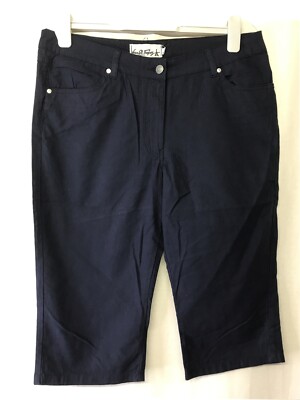 Dean St. Troper France Women's Capris, Navy Blue Cotton Pants Size Varies New !!