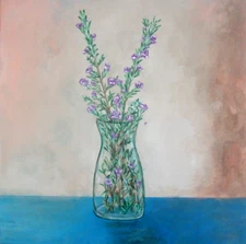 Large ORIGINAL 20"x"20 Flower Vase painting abstract Acrylic Signed ART JLynn