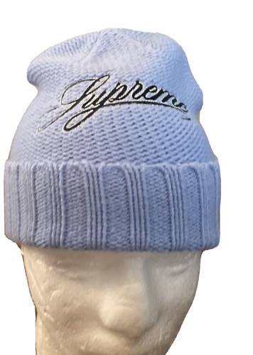 SUPREME SCRIPT LOGO BEANIE OS LT BLUE 
