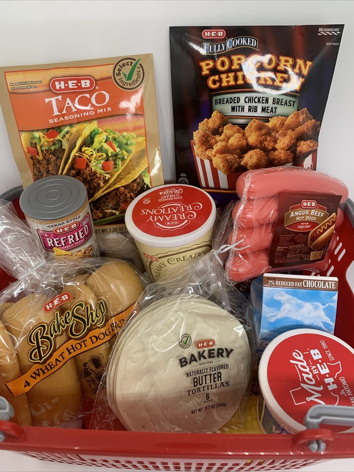 HEB Play Shopping Basket with Toy Food Groceries eBay