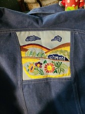 Vintage MONTGOMERY WARD DENIM HIPPIE BOHO EMBROIDERY 5X KIDS 60s 70s