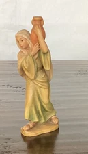 4”  ANRI  BERNARDI  NATIVITY SHEPHERDESS  WOMAN W / JUG  WOODCARVING  ---