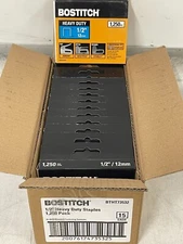 CASE OF 15 PACKS Bostitch Heavy Duty Universal 1/2" Staples 1,250/Pack BTHT73532