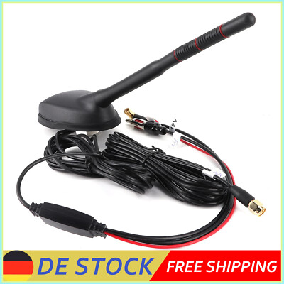 DAB Antenne GPS FM AM SMA 5M Auto KFZ Splitter Adapter AntennenVerstärker Radio