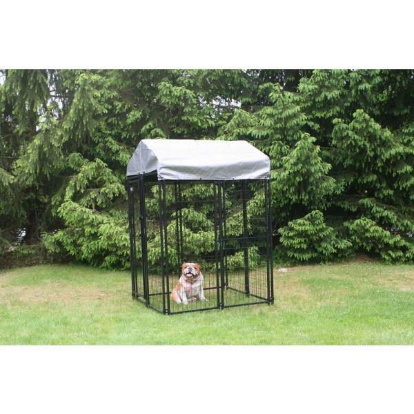 american kennel club dog kennel kit steel boxed waterproof cover 4 x 8 x 6 ft