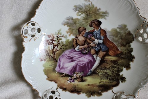 Antique Rosenthal Moliere Fragonard "Love Story" Pierced Dish 7.5" Germany RARE - Picture 2 of 12
