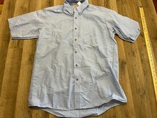 Red Kap Shirt, Men's Size Large, Blue, Button Up, Short Sleeve, Pocket