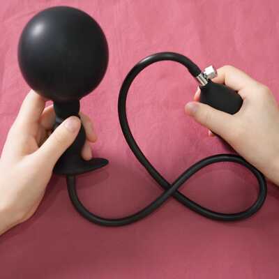 Anale Sexspielzeuge Aufblasbarer Anal Plug mit Pumpe  Bead Ball Tail Plug Paare 