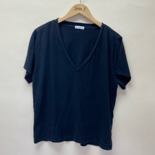 Good American Black Basic Tee T-shirt Size 2 Short Sleeve V-neck Cotton Jersey