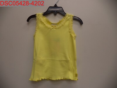 Boboli Girls Yellow Rib Knit Lace Trim Tank with Bow Accent, Sz 5 8445470037842