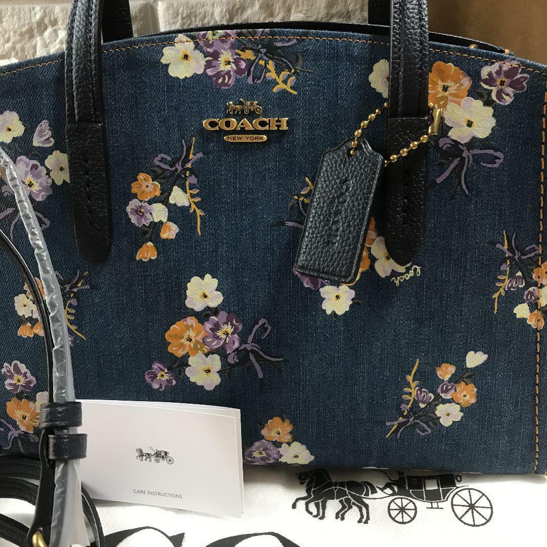 COACH denim mix floral print Charlie 2019 Japan limited H18.5 x