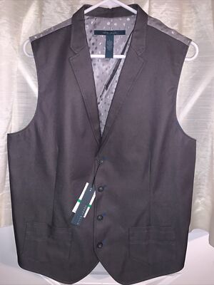 NWT $79 Perry Ellis Men's Brown Keystone Vest Button front RN