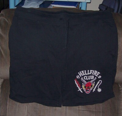XL Stranger Things Hellfire Club Gym Shorts - Black Drawstring with Pockets
