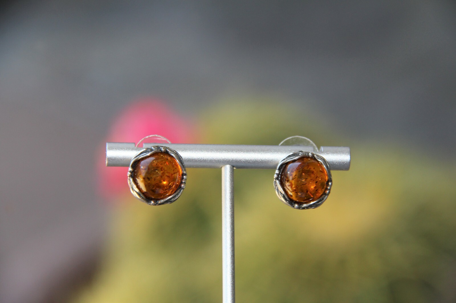 Sterling Silver Amber Post Earrings - image 11