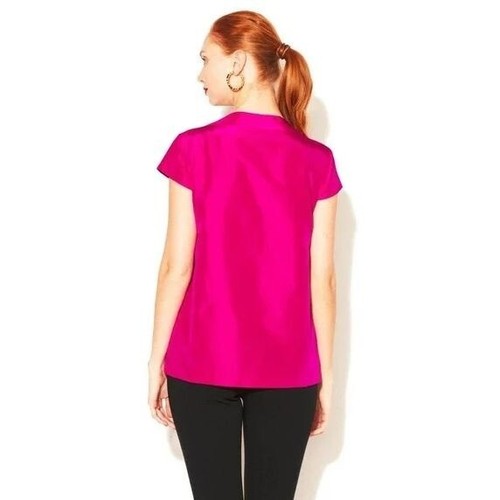 Kate Spade Mariel Silk Bow Blouse Cap Sleeves Fuchsia Pink Size 4 - 第 2/8 張圖片