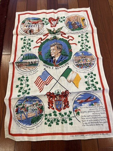 Vintage John F. Kennedy Tea Towel find Irish linen woven and printed in Ireland - Picture 5 of 12