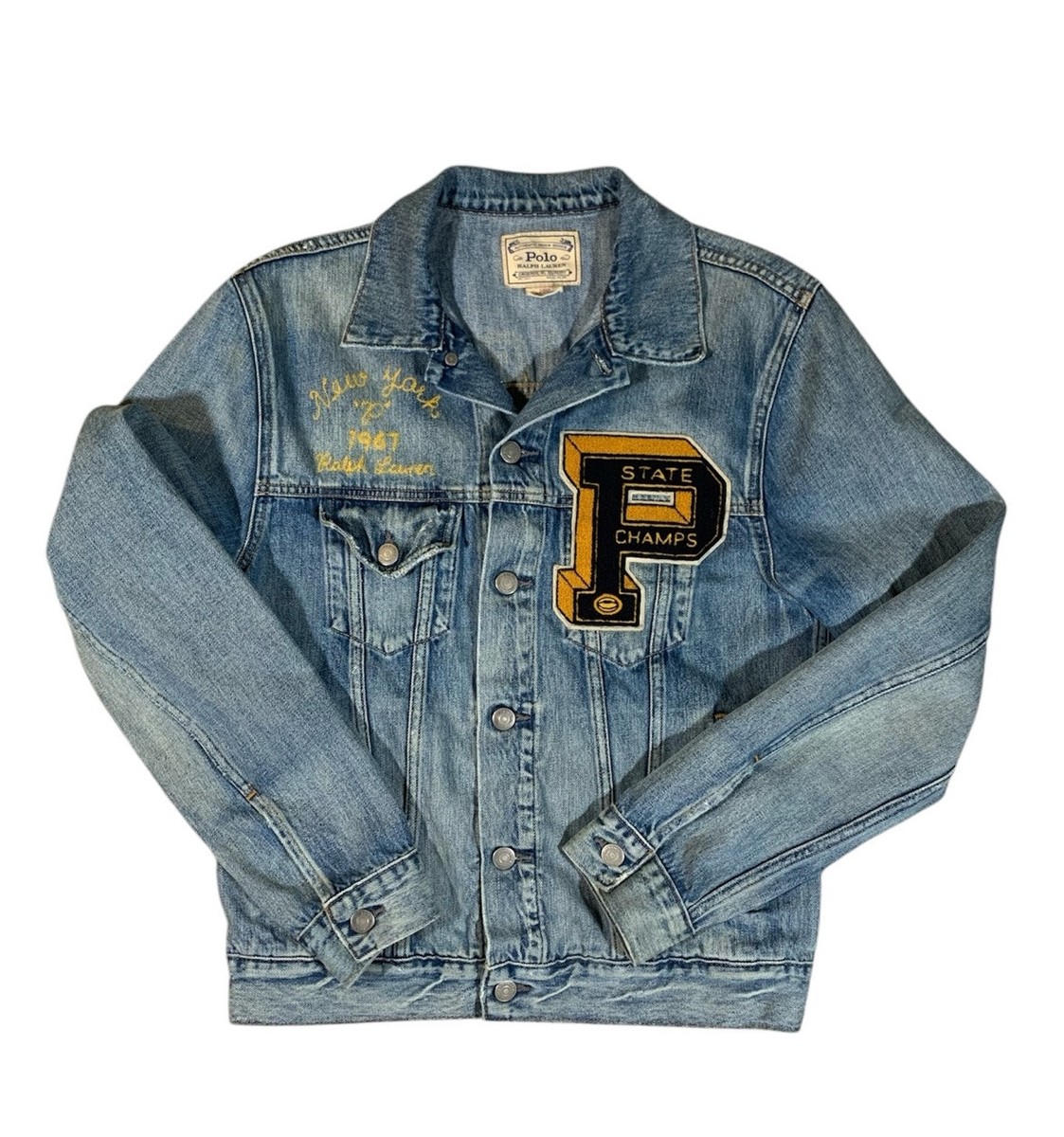【激レア】Polo Ralph Lauren ワッペン Gジャン Lサイズ Polo Ralph Lauren Denim Jacket RL Tigers State Champs New York 67