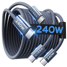 LISEN USB C to USB C Cable, 240W C to C Cable Fast Charging 6.6FT, 2 Pack Type