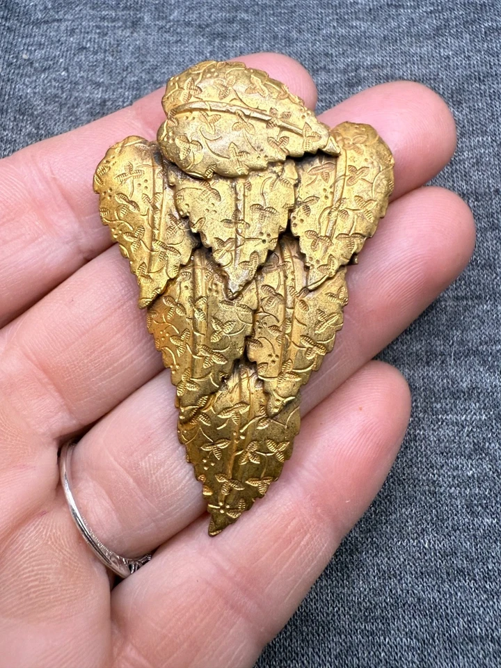 Vintage Leaf Buckle Victorian Sash Gold Tone - Image 3 of 4