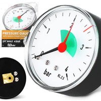 Manometer 50 Mm Druck 4 Bar 1/4 Hinten Druckmanometer Armatur Wasserdruckmesser