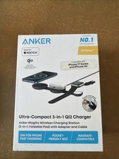 Anker Ultra-Compact 3-in-1 MagSafe Wireles Charging Station Black B25M8J11-1 NEW
