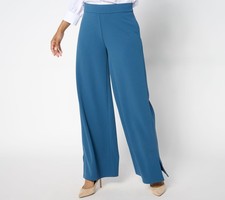 Maya J Women's Petite Pants PM Luxe Crepe Wide Leg Pant Slit Blue A660900
