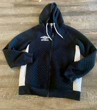 Umbro quilted full-zip hoodie in black with white side panels Small