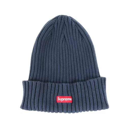 Chapeau bleu marine tricoté coton teint Supreme Beanie occasion BEEG 0