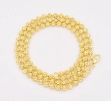 4mm Diamond Cut Moon Cut Ball Bead Chain Necklace 14K Yellow Gold-Plated Silver