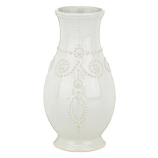 858819 French Perle White 8" Fluted Vase
