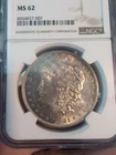 1921-D MORGAN SILVER DOLLAR NGC MS 62