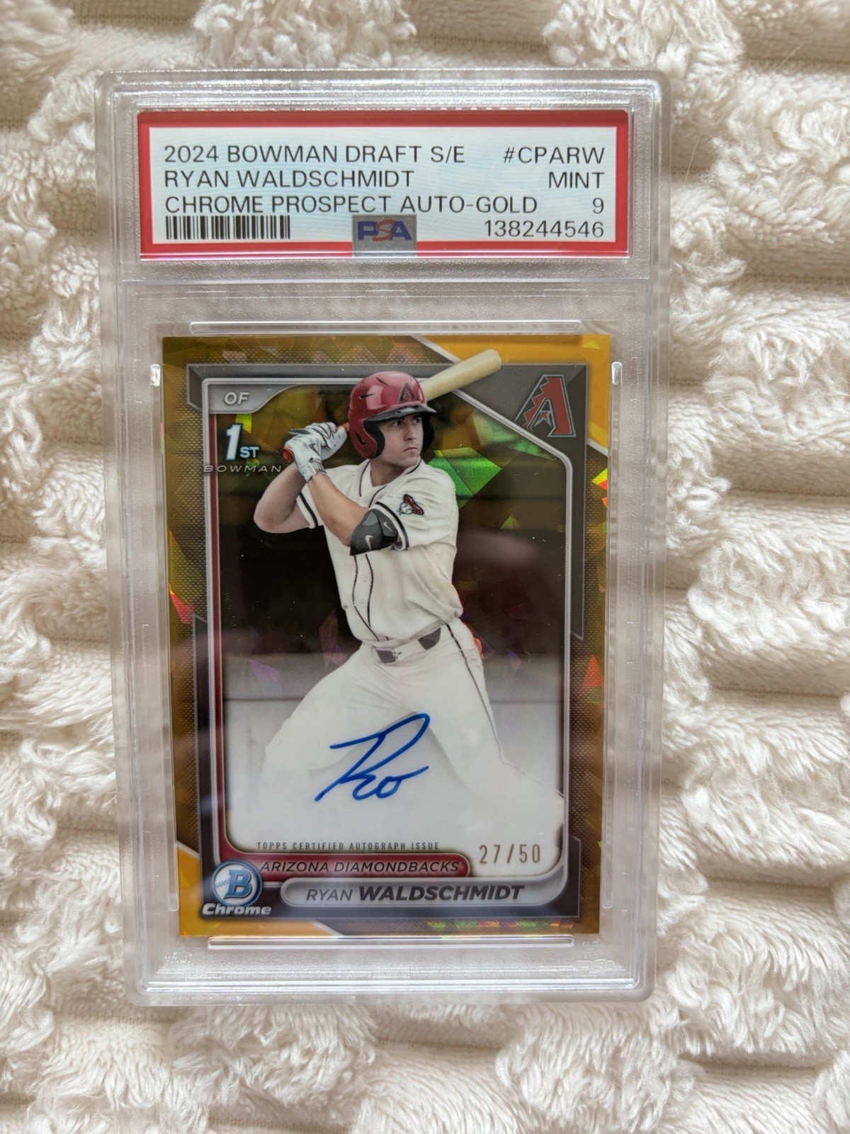 Topps 2024 Bowman Chrome Draft Sapphire Ryan Waldschmidt RC Auto Gold /50 PSA 9