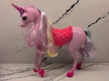 Mattel 2015 Barbie Dreamtopia Fairy Tail Toy Pink Unicorn Horse Rainbow Hair