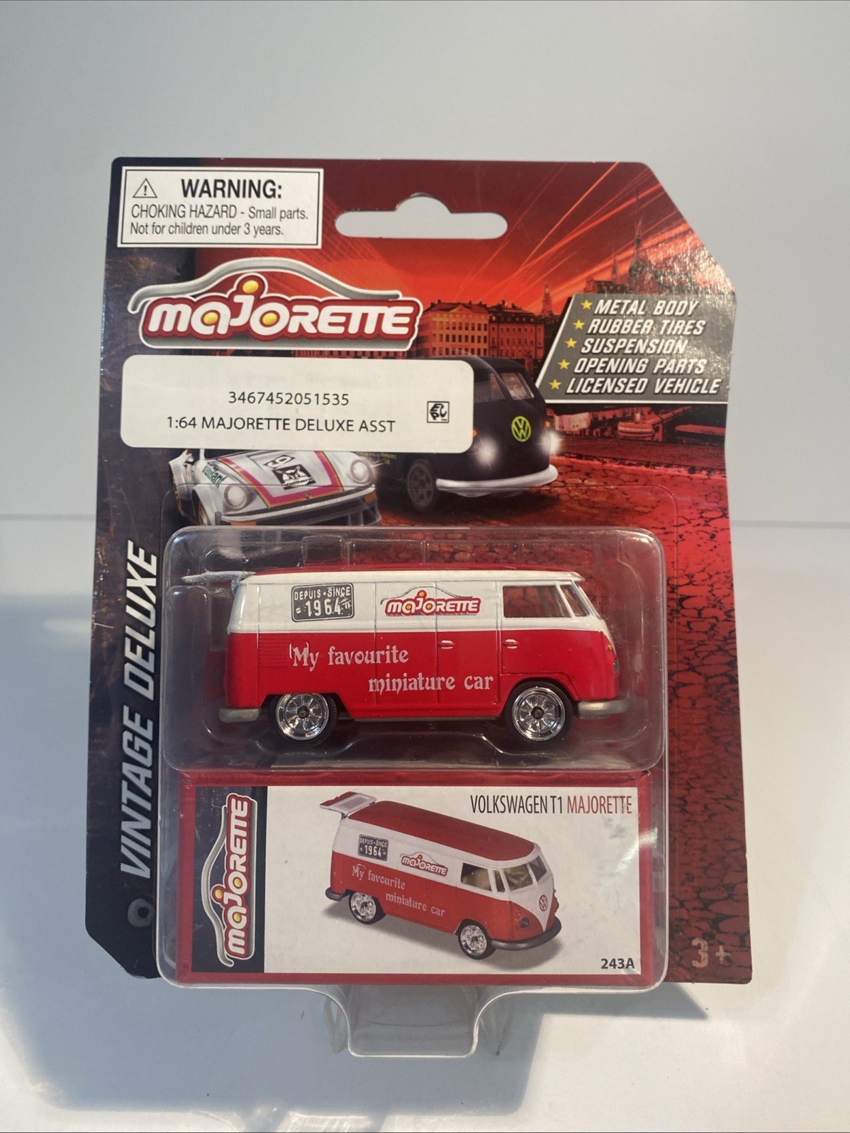 Majorette Vintage Deluxe Volkswagen T1 Majorette Red 1:64