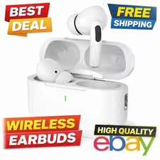 Wireless Bluetooth In-Ear Earbuds with Charging Case, Built-In Mic, White