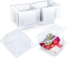 50 Count Clear Plastic Containers with Lids for Food, Thickened Disposable