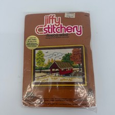 Vintage Jiffy Stitchery Kit 823  Meadow Bridge     Sunset Designs 1980 - Sealed