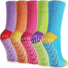 Non Slip Fuzzy Cozy Slipper Socks Women Warm Soft Anti Skid Sleep Socks
