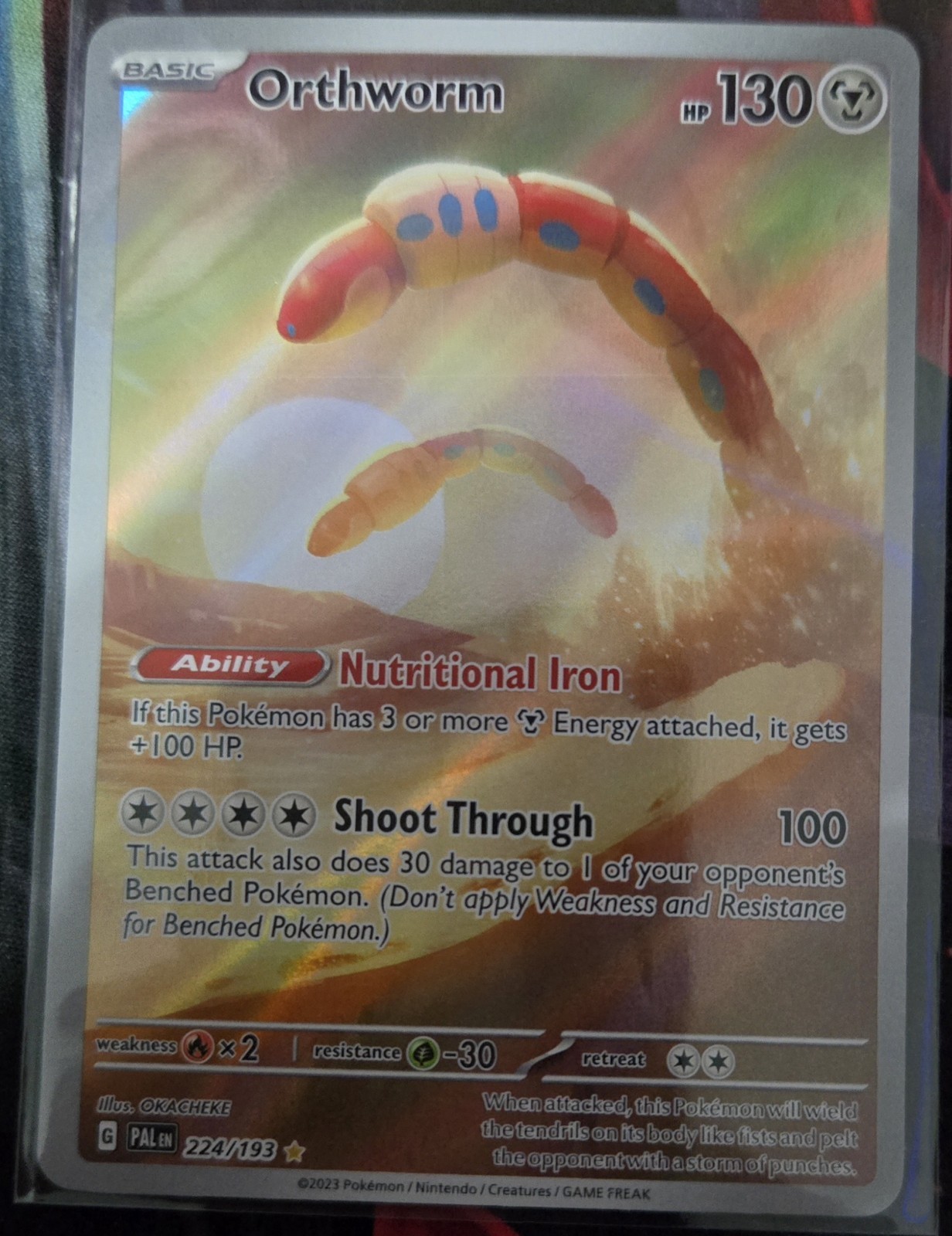 Pokemon TCG Card Orthworm 224/193 Paldea Evolved Illustration Rare NM