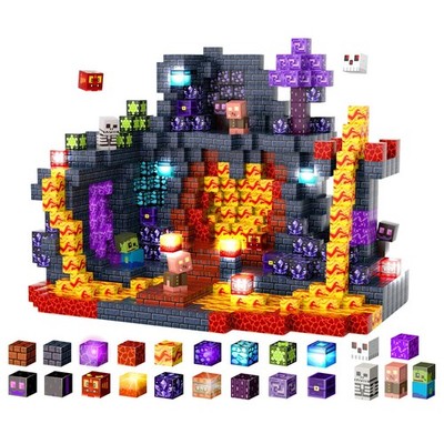 300 PCS Magnetic Building Blocks Set - Light-Up STEM Toys for Kids 3+ with Stora