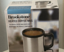 Brookstone Heated Coffee Mug 13oz Cup Car Auto Power New Sealed in Box